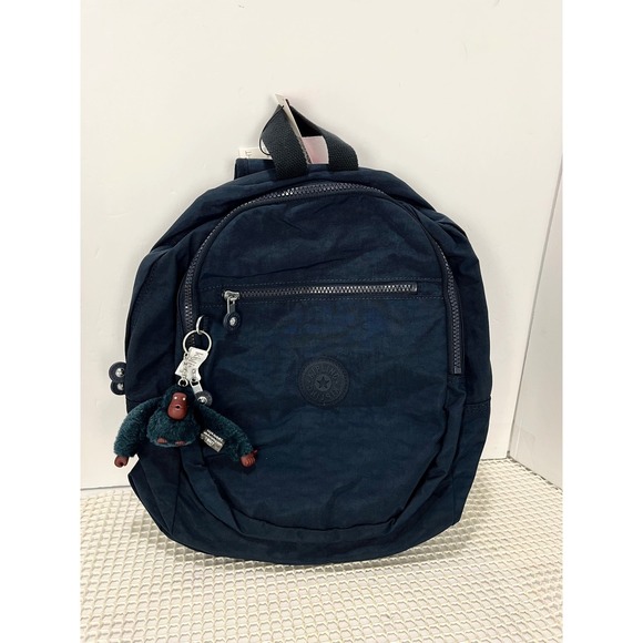 Kipling Challenger Backpack Dark Blue Small Travel Monkey Charm MSRP $109 NEW - Picture 1 of 12